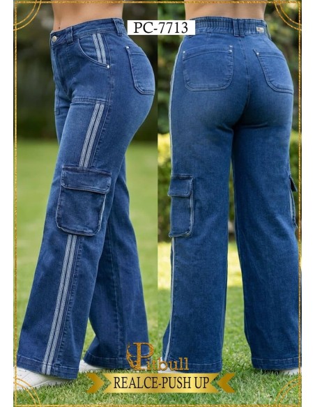 Pantalón Colombiano Pitbull PC7713 | Bota Campana Push Up