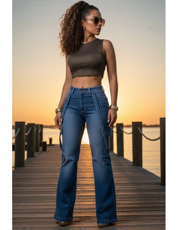 Jeans Cargo Pitbull PC7749 | Pantalón Colombiano Bota Campana