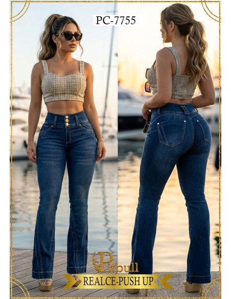 Pantalón Campana Pitbull Realce Push Up PC 7755 | Moda Colombiana