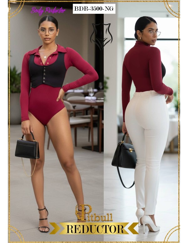 Body reductor tipo camisa con chaleco - Pitbull - Ref. BDR3500 - estructura, estilo y sensualidad