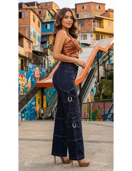 Pantalón Colombiano Pitbull PC7722 | Cargo con Realce Push Up