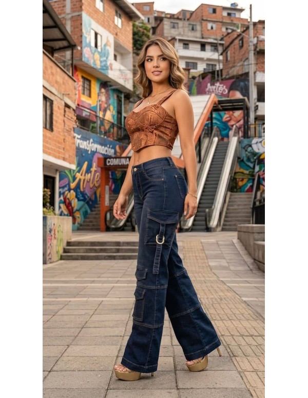Pantalón Colombiano Pitbull PC7722 | Cargo con Realce Push Up