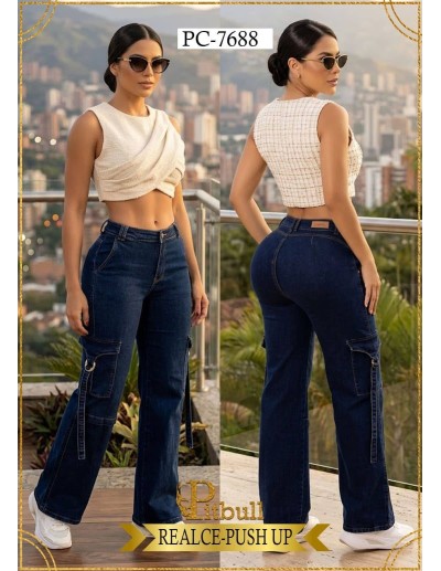 Pantalón Cargo Pitbull Azul PC7688  Estilo, Comodidad y Realce