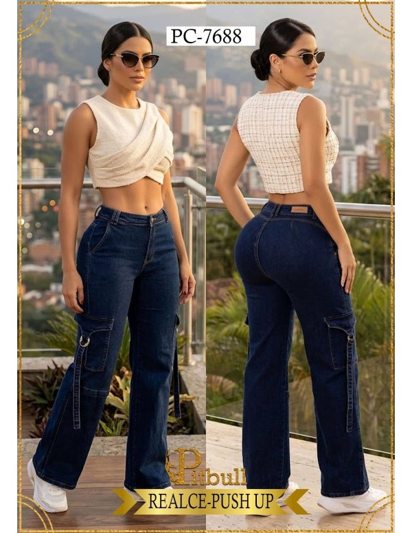 Pantalón Cargo Pitbull Azul PC7688  Estilo, Comodidad y Realce
