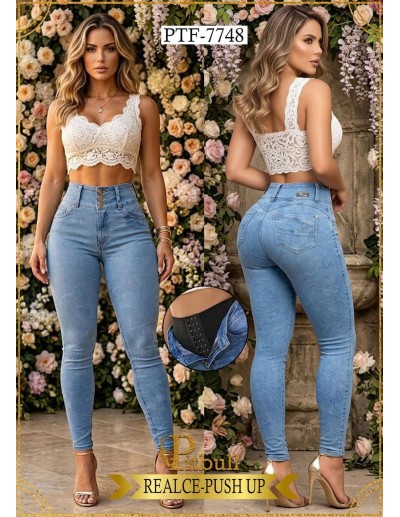 Jean con Faja Interna Pitbull PTF-7748 - Push Up y Control