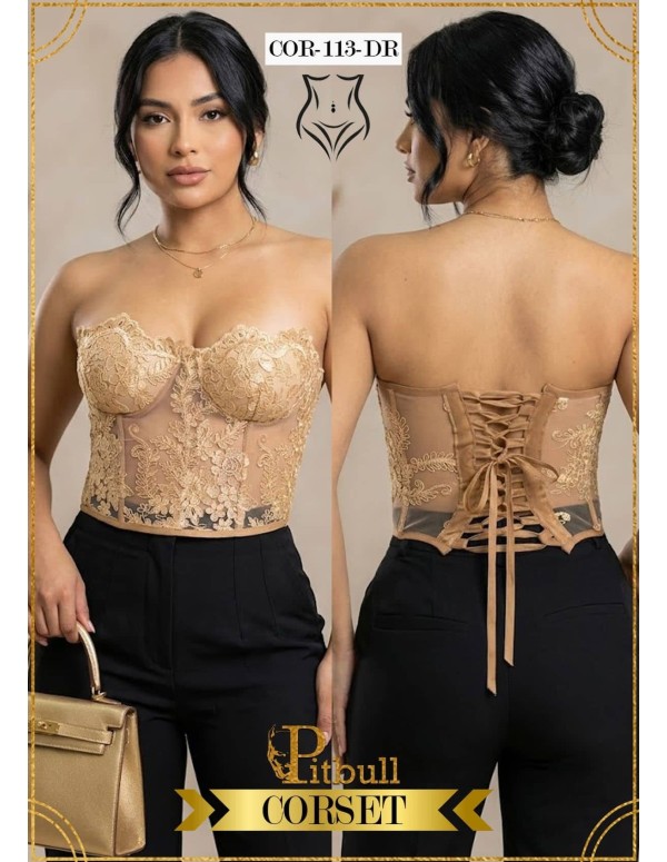 Corset Pitbull COR-113 | Encaje Floral | Elegancia y Ajuste Perfecto