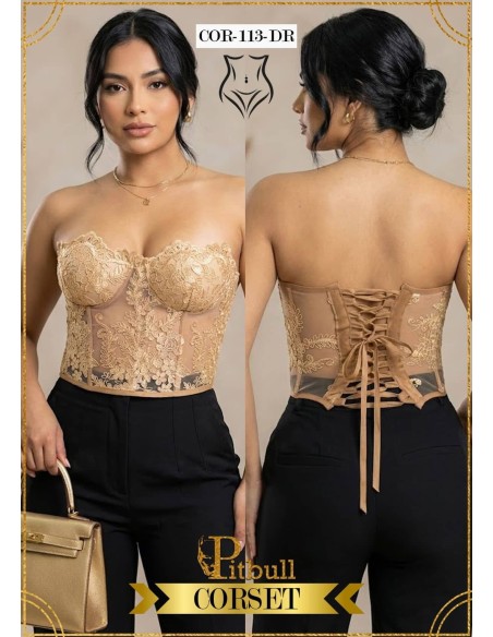 Corset Pitbull COR-113 | Encaje Floral | Elegancia y Ajuste Perfecto