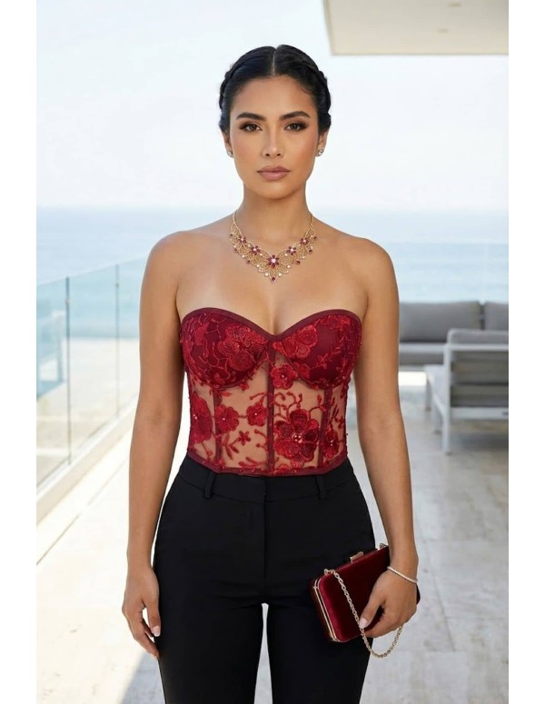 Corset Pitbull COR115 | Encaje Floral | Elegancia y Realce