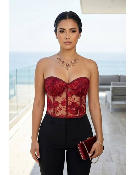 Corset Pitbull COR115 | Encaje Floral | Elegancia y Realce