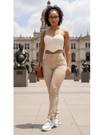 Pantalón Pitbull Beige PT7669 | Moda Colombiana | Realce y Estilo 2