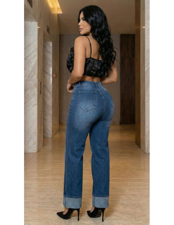 Pantalón Pitbull Bota Campana Brillos PC7744 | Realce Push Up