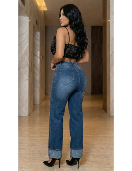 Pantalón Pitbull Bota Campana Brillos PC7744 | Realce Push Up