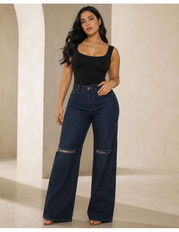 Jean Colombiano Pitbull PC-7767 | Campana con Roturas Push-Up