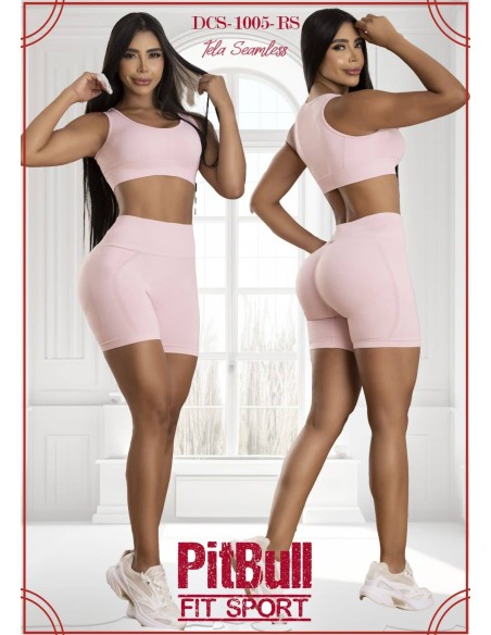 conjunto corto deportivo pitbull rosa dcs1005