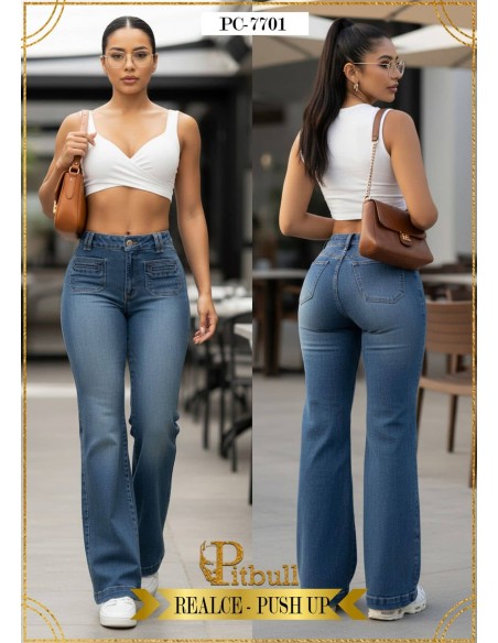 pantalon pitbull bota campana azul pc7701