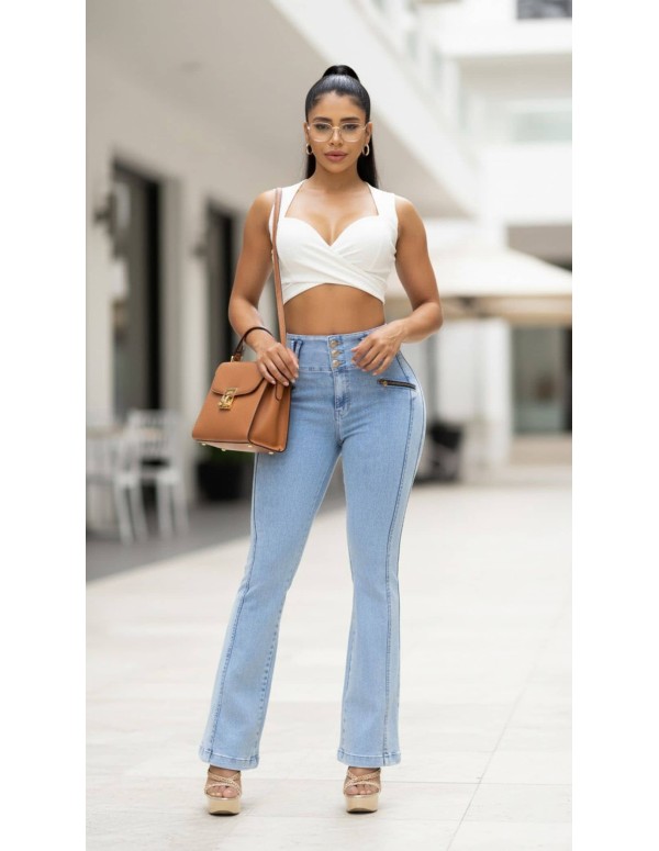 pantalon pitbull bota campana azul delantera pc7706