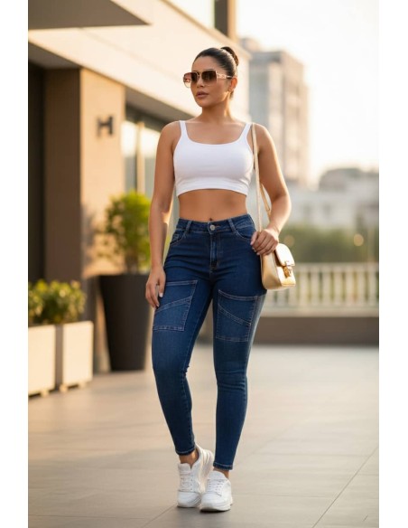 pantalon colombiano con faja pitbull azul delantera pbf7707