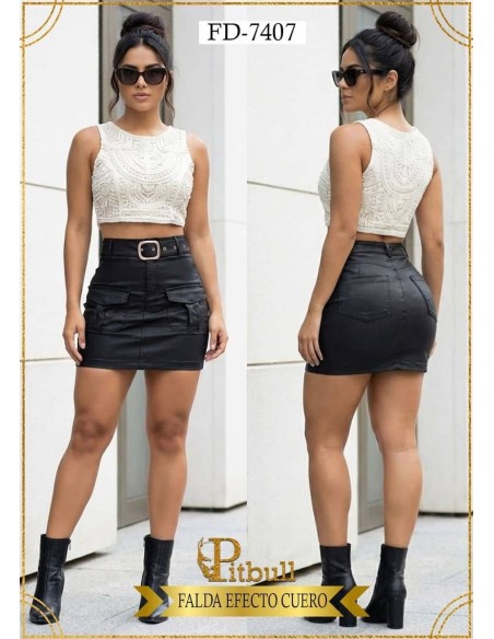 Falda Efecto Cuero Pitbull - FD7407