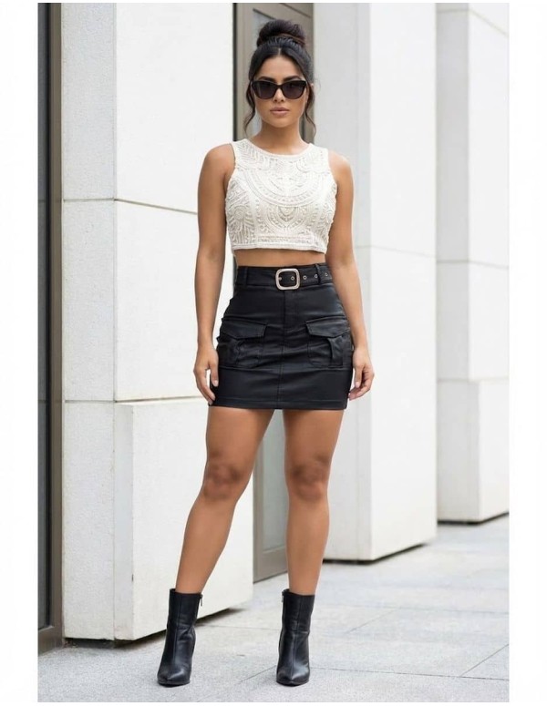 Falda Efecto Cuero Pitbull - FD7407