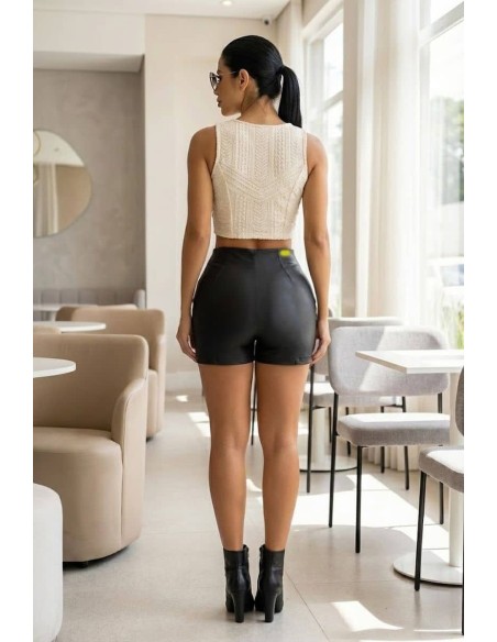 Short Colombiano Tipo Cuero Pitbull | Realce Push Up | Control de Cintura | Moda Colombiana