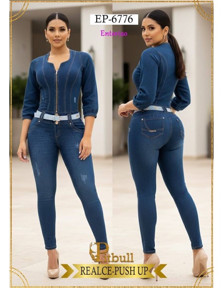 Enterizo Vaquero Pitbull EP-6776 | Realce Push Up Colombiano