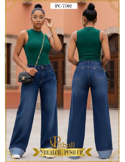Jean bota campana con dobladillo ancho - Pitbull - Ref. PC7702 - estilo audaz con toque retro