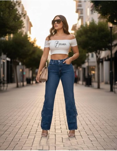 Pantalón Colombiano Straight Fiara PA21037 | Corte Recto Con Brillo Y Estilo Urbano 2